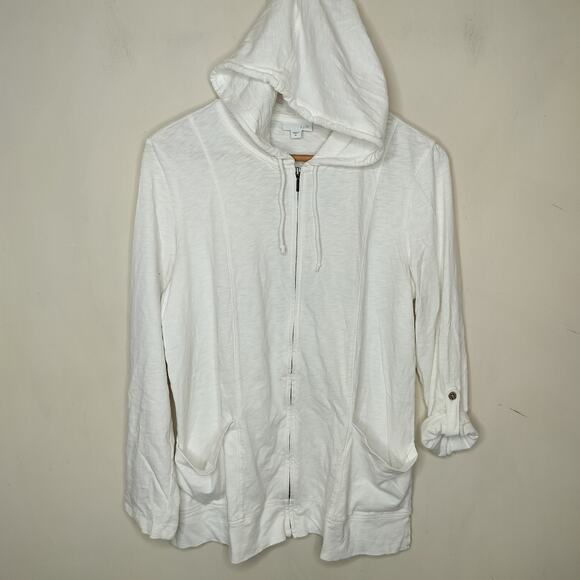 J Jill Hooded Zip Up Shirt Lightweight Hoodie - Picture 1 of 8
